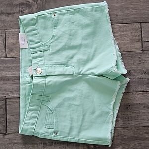 NWT Justice Girls Mint Green Denim Jean Shorts - Size 14
